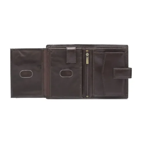 Portfel męski OCHNIK SL-190/89 w kolorze brązowym – widok rozłożony. OCHNIK SL-190/89 large men’s leather wallet – open view.